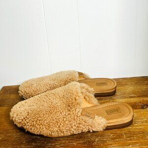 UGG Women's 7.5 Janaya Cozy Genuine Sheepskin-Topped Mules CHESTNUT Slippers